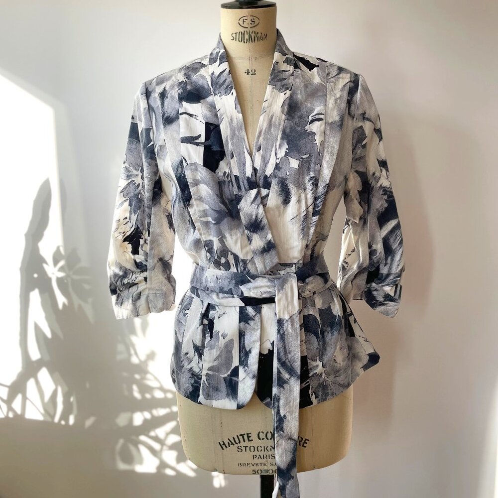 Muse Black and White Floral Blazer